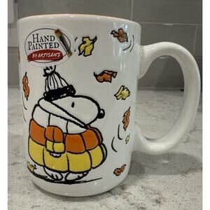 FALL Snoopy Candy Corn Puffer Coat Peanuts 16oz Thanksgiving Halloween Painted